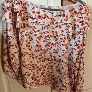 Maje Floral Blouse in White and Orange